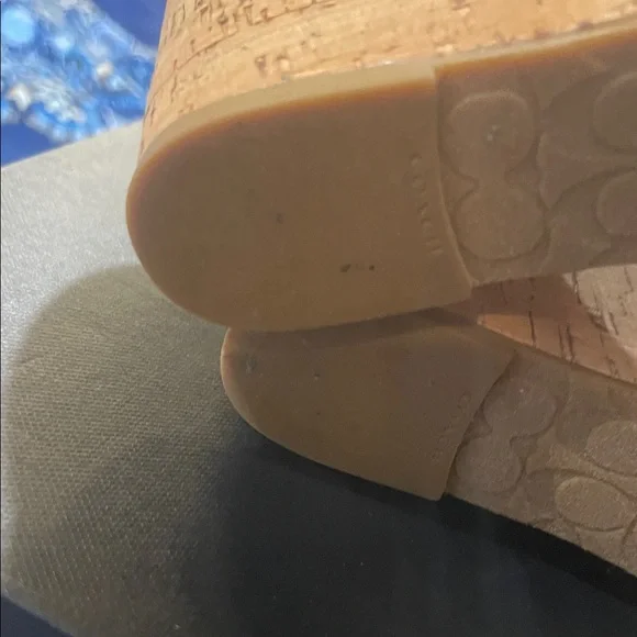 Coach Denim and Tan Cork Wedges - Picture 7 of 8